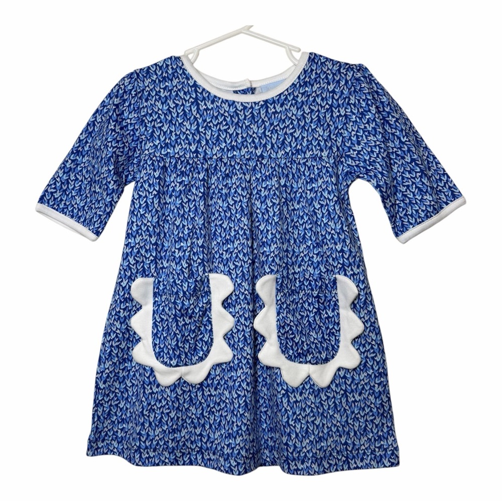 Bella Bliss 100% Pima Cotton Dress Sinclair 2T Blue Pockets Coastal Tea Party